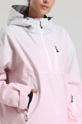 Women's Pink Gradient Side-Zip Vent Fully Sealed Insulated Snow Anorak